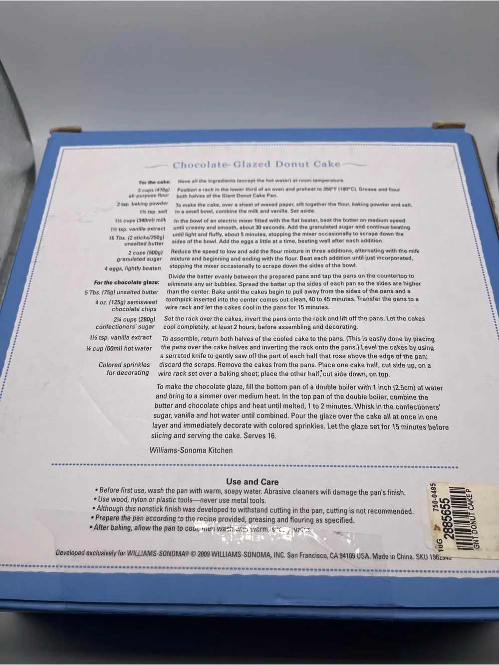 Williams Sonoma Giant Donut Cake Pan 8in 2009